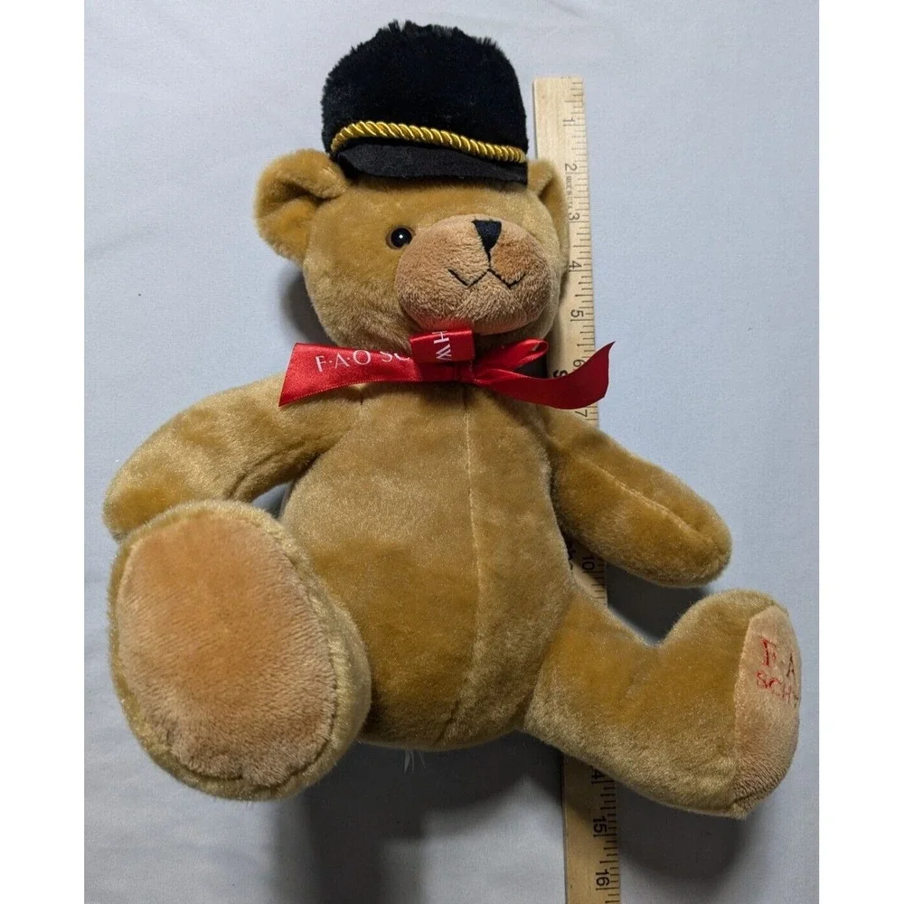 FAO SCHWARZ Soldier Hat Red Bow Tie‎ Teddy Bear